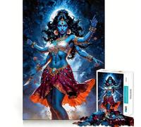 Puzzle da 1000 pezzi raffigurante la dea Kali dalla pelle blu con molteplici braccia e articolazioni affilate,gioco di costruzione che favorisce la concentrazione,gioco tranquillo,divertimento