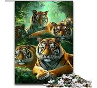 Puzzle da 1000 pezzi raffigurante la famiglia di tigri, un rompicapo impegnativo per adolescenti, perfetto come decorazione per la casa o come regalo (dimensioni 50x75cm)