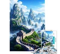 Puzzle da 1000 pezzi raffigurante la Grande Muraglia cinese un paesaggio divertente da giocare a casa Sfida impegnativa giocattolo antistress per ragazzi dai 14 anni in su (38x52cm)