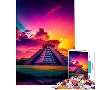 Puzzle da 1000 pezzi raffigurante la piramide di Chichen Itza al tramonto gioco educativo giocattolo didattico regalo per compleanni decorazione per la casa (dimensioni 38x52cm)