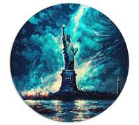Puzzle da 1000 pezzi raffigurante la pittura a olio di Lady Liberty, per adulti, puzzle rotondo da 1000 pezzi, ideale come decorazione fai da te e come rompicapo, 67,5x67,5 cm.