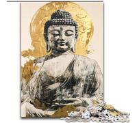 Puzzle da 1000 pezzi raffigurante la statua del Buddha dorato, regalo per adulti, giochi educativi fai da te, giocattoli con poster abbinato e foglio di quiz per età 14+ (26x38cm)