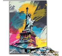 Puzzle da 1000 pezzi raffigurante la Statua della Libertà,realizzato in legno,ideale per decorare casa e ufficio,regalo perfetto per il compleanno,50x75cm,decorazione artistica fai da te,regalo