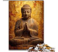 Puzzle da 1000 pezzi raffigurante la statua dorata del Buddha, regalo per adulti, gioco stimolante e gioco per famiglie, collezione di artisti, belle arti per bambini dai 14 anni in su (26x38cm)