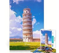 Puzzle da 1000 pezzi raffigurante la Torre Pendente di Pisa,con intagli precisi Gioco cognitivo divertente per il tempo libero,con scena natalizia (38x52cm)