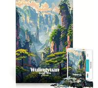 Puzzle da 1000 pezzi raffigurante la zona panoramica di Wulingyuan, Cina Gioco di precisione con bordi arrotondati, stimolante per la mente e rilassante, ideale come regalo di Natale (38x52cm)