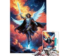 Puzzle da 1000 pezzi raffigurante l'Arcangelo Michele Guerriero alato con la spada tra le nuvole perfetto per compleanni e Natale Decorazione fai-da-te ideale per ragazzi dai 14 anni in su (50x75cm)