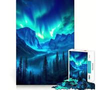 Puzzle da 1000 pezzi raffigurante l'aurora boreale sopra il monte, ideale per adulti, un gioco stimolante per la mente, perfetto per giocare in casa Opera d'arte di pregio (50x75cm)