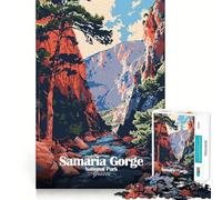 Puzzle da 1000 pezzi raffigurante le Gole di Samaria,Parco Nazionale della Grecia,con taglio preciso Gioco stimolante per la mente,ideale per il relax e come decorazione natalizia (38x26cm)