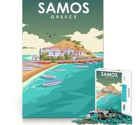 Puzzle da 1000 pezzi raffigurante l'isola di Samos,in Grecia Pezzo unico e preciso,sfida mentale,divertimento e relax,opera d'arte natalizia (38x26cm)