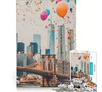 Puzzle da 1000 pezzi raffigurante lo skyline del Ponte di Brooklyn, un gioco antistress, divertente e spiritoso, ideale come decorazione da scrivania 38x52cm