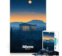 Puzzle da 1000 pezzi raffigurante lo skyline di Atene di notte,con tagli precisi Un rompicapo divertente e originale,perfetto per il tempo libero e per Natale (38x52cm)