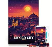 Puzzle da 1000 pezzi raffigurante lo skyline di Città del Messico al tramonto,con incastro perfetto Giocattolo creativo per il tempo libero e l'esposizione natalizia (50x75cm)