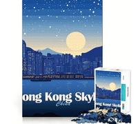 Puzzle da 1000 pezzi raffigurante lo skyline di Hong Kong di notte Gioco di precisione e attività per la mente,divertente per il tempo libero,regalo di compleanno (38x26cm)