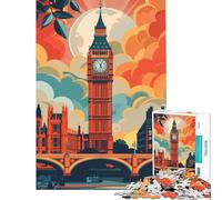 Puzzle da 1000 pezzi raffigurante lo skyline di Londra con il Big Ben Gioco educativo che stimola l'intelligenza e crea dipendenza Secret Santa o per il compleanno (38x52cm)