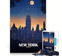 Puzzle da 1000 pezzi raffigurante lo skyline di New York di notte,ideale per decorazioni,giochi cognitivi e per un divertimento assicurato,perfetto per compleanni e momenti di svago (50x75cm)