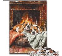 Puzzle da 1000 pezzi raffigurante lo Staffordshire Bull Terrier che arrostisce il fuoco Puzzle per adulti, ideale per decorare casa e ufficio, regalo perfetto per il compleanno (dimensioni 26x38cm)