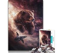 Puzzle da 1000 pezzi raffigurante l'orso bruno rosa per adulti e adolescenti, stimola l'intelligenza cerebrale, giocattoli avvincenti per la decorazione della casa (75x50cm)