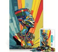 Puzzle da 1000 pezzi raffigurante Nefertiti, regina d'Egitto, per adulti, ideale come gioco rilassante e antistress, con bordi precisi e un regalo speciale (38x26cm)
