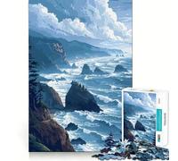 Puzzle da 1000 pezzi raffigurante scogliere dell'Oceano Pacifico nord-occidentale,pixel art,gioco divertente e stimolante per la mente,ideale per momenti di relax e per il Natale (38x52cm)