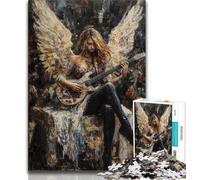 Puzzle da 1000 pezzi raffigurante un angelo che suona la chitarra dipinto a olio per adulti e adolescenti giocattoli per l'intrattenimento della famiglia ideali come regalo per tutta la famiglia