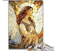 Puzzle da 1000 pezzi raffigurante un angelo in vetro colorato, ideale come regalo per adulti, adatto per tutta la famiglia e 14 anni (26x38cm)