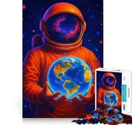 Puzzle da 1000 pezzi raffigurante un astronauta che tiene in mano la Terra nello spazio Gioco di logica e pensiero,ideale per rilassarsi e creare un'atmosfera rilassante Regalo di Natale artistico