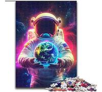 Puzzle da 1000 pezzi raffigurante un astronauta che tiene in mano la Terra Puzzle per adulti, ideale per decorare casa e ufficio, regalo perfetto per il compleanno (dimensioni 26x38cm)