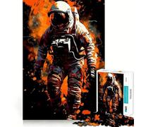 Puzzle da 1000 pezzi raffigurante un astronauta in arancione e nero,con tagli precisi Un rompicapo divertente,perfetto per il tempo libero e per Natale (38x26cm)