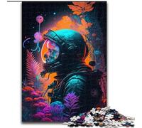 Puzzle da 1000 pezzi raffigurante un astronauta in legno, idea regalo per le feste, opera d'arte umoristica, opera d'arte dettagliata, 50x75cm Natale o compleanni