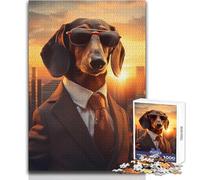 Puzzle da 1000 pezzi raffigurante un bassotto come un cane gentiluomo, per adolescenti, gioco di apprendimento consapevole e divertente, feste gioiose, dimensioni 38x52cm