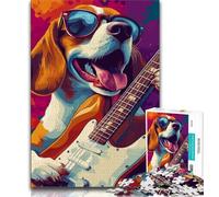 Puzzle da 1000 pezzi raffigurante un Beagle che suona la chitarra,ideale come regalo per adolescenti,aiuta il cervello a esercitare i giocattoli che creano dipendenza e coltivano la pazienza
