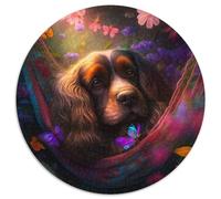Puzzle da 1000 pezzi raffigurante un bellissimo Cocker Spaniel, puzzle rotondo da 1000 pezzi, perfetto per il divertimento in famiglia a Natale, Ringraziamento, compleanni e Pasqua, 67,5x67,5 cm.