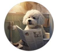 Puzzle da 1000 pezzi raffigurante un Bichon Frise che legge il giornale, puzzle per adulti, rompicapo impegnativo per adolescenti, divertente serata di giochi in famiglia, 67,5x67,5 cm