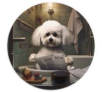 Puzzle da 1000 pezzi raffigurante un Bichon Frise che legge il giornale, regalo per amanti dei viaggi e coppie, giocattolo stimolante, 67,5x67,5 cm.