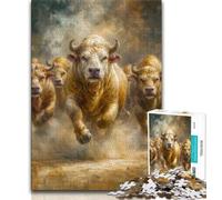 Puzzle da 1000 pezzi raffigurante un bisonte che corre per adulti e adolescenti giocattolo educativo intellettuale decomprimente regali di Babbo Natale segreto (50x75cm)