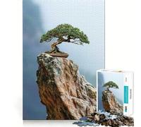 Puzzle da 1000 pezzi raffigurante un bonsai su una cima rocciosa,con intagli precisi,gioco stimolante per la mente,facile da giocare,regalo di compleanno ideale per chi ama pensare 38x26cm