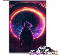 Puzzle da 1000 pezzi raffigurante un buco nero, dimensioni 50x75cm, rompicapo fai da te impegnativo, gioco perfetto per famiglie o regalo decorativo.