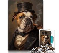 Puzzle da 1000 pezzi raffigurante un bulldog gentiluomo, per adulti, difficile da completare ma divertente e umoristico gioco educativo per compleanni, 50x75cm