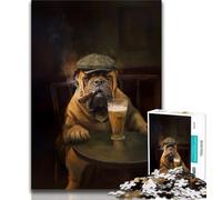 Puzzle da 1000 pezzi raffigurante un cane bullmastiff che fuma,ideale come regalo per adolescenti,aiuta il cervello a esercitare i giocattoli che creano dipendenza e coltivano la pazienza