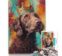 Puzzle da 1000 pezzi raffigurante un cane che indossa una corona, regalo per adolescenti, un'offerta impegnativa e difficile da realizzare, ideale come regalo per tutta la famiglia (38x26cm)