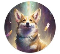 Puzzle da 1000 pezzi raffigurante un cane Corgi che dipinge, per adulti, puzzle rotondo da 1000 pezzi, sfida per la mente, regalo educativo per adolescenti (dimensioni 67,5x67,5 cm)