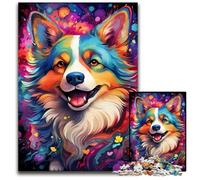 Puzzle da 1000 pezzi raffigurante un cane Corgi dipinto a colori,difficile da realizzare,per adulti adolescenti,coppie e amici per compleanni e Natale,50x75CM/19,68x29,52 pollici.
