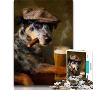 Puzzle da 1000 pezzi raffigurante un cane da pastore che fuma, per adolescenti, gioco educativo e sfida, ideale come regalo per tutta la famiglia (75x50cm)