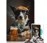 Puzzle da 1000 pezzi raffigurante un cane da pastore che fuma, regalo per adolescenti, giocattolo educativo intellettuale decomprimente, regalo di compleanno, regali, arte murale (75x50cm)