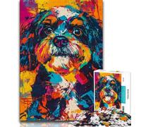 Puzzle da 1000 pezzi raffigurante un cane dipinto a olio, regalo per adolescenti, sfida difficile contro lo stress, migliora l'amore tra coppie (75x50cm)