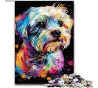Puzzle da 1000 pezzi raffigurante un cane maltese, in legno, per stimolare l'interazione familiare e stimolare il cervello, sfida di attività per famiglie(50x75cm)