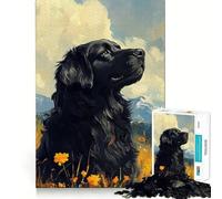 Puzzle da 1000 pezzi raffigurante un cane nero in un prato di montagna Gioco di precisione,stimola la logica,è un passatempo ideale per il tempo libero e un divertente regalo di compleanno 50x75cm
