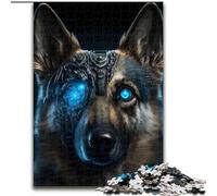 Puzzle da 1000 pezzi raffigurante un cane pastore cyborg, in cartone, perfetto per decorare casa e ufficio, feste, compleanni e regali di Natale, 1000 pezzi(26x38cm)