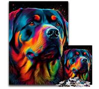 Puzzle da 1000 pezzi raffigurante un cane Rottweiler colorato, puzzle impossibile per adulti, ideale per adolescenti e collezionisti, regalo da viaggio, attività per famiglie, 26x38cm